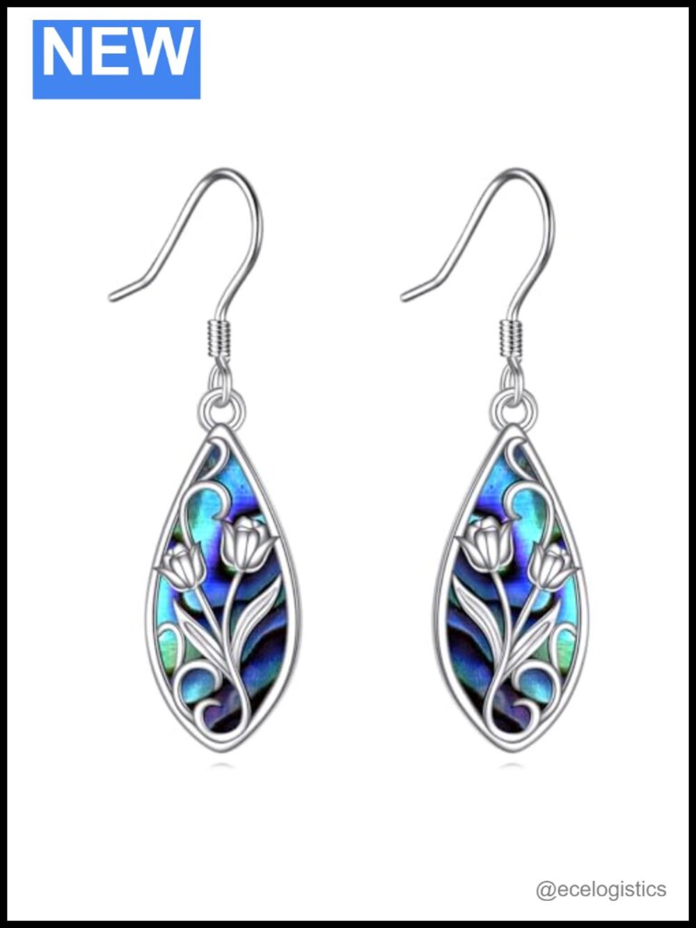 Sterling Silver Filigree Tulip Teardrop Earrings Drop Dangle Jewelry
